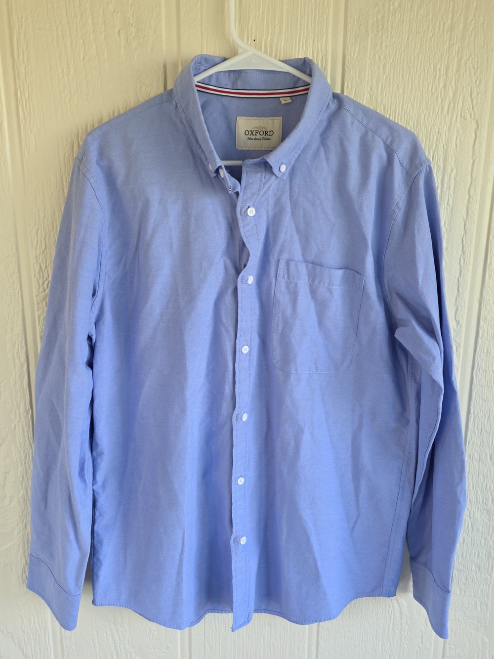 Men's Oxford Light Blue Long-Sleeve Button-Down Shirt, Size Large